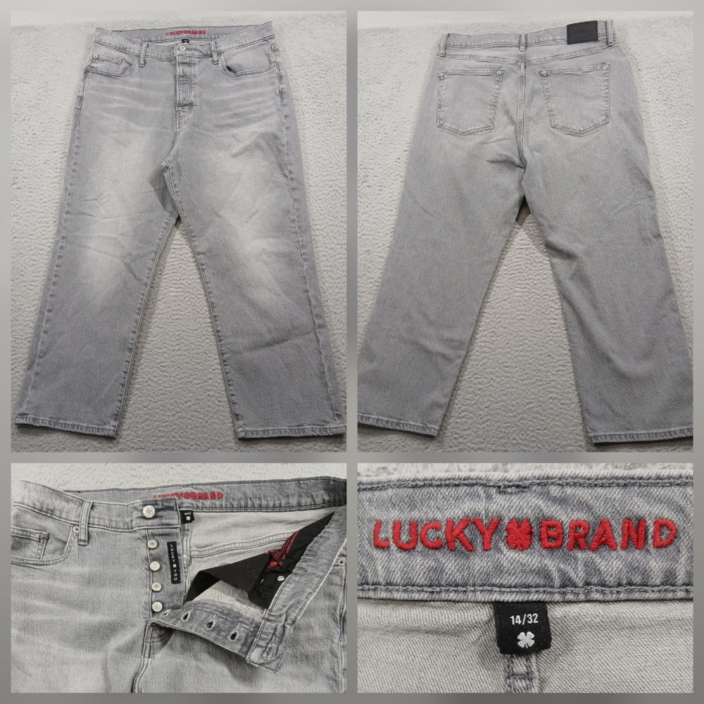 Lucky Brand Grey‎ Wide Leg Crop Jeans Button Fly Women's Size 14/32 EUC
